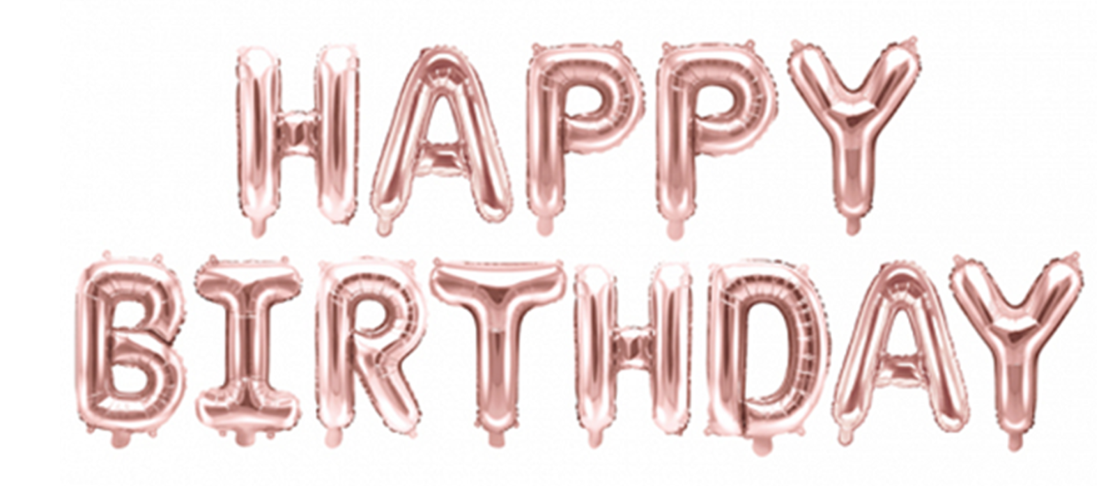 Folienballon Schriftzug - Happy Birthday, Rosegold - 340cm x 35cm